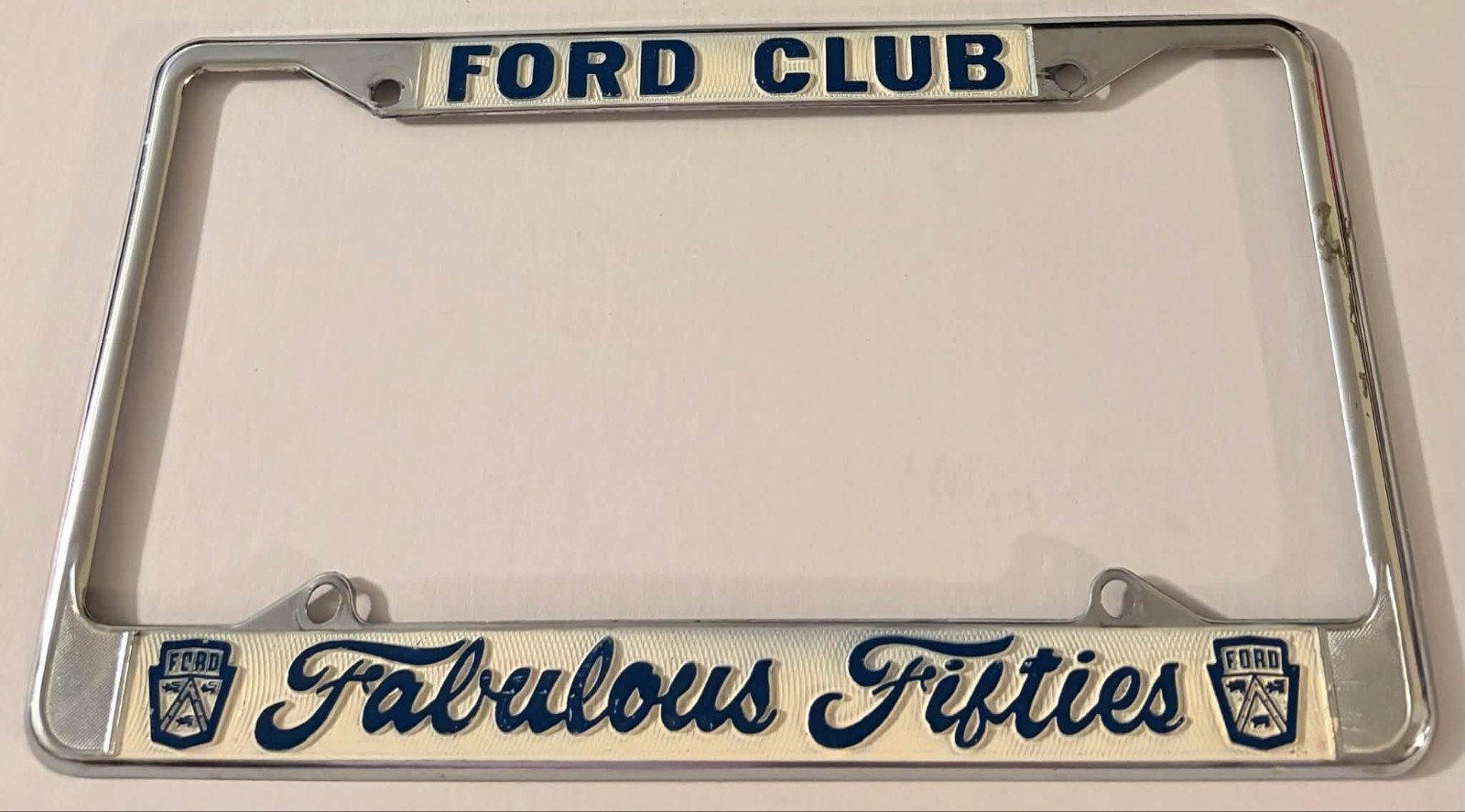 Vintage Fabulous Fifties Ford Club Booster License Plate Frame 1955 1956 1957 Vintage Fabulous Fifties Ford Club Booster License Plate Frame 1955 1956 1957