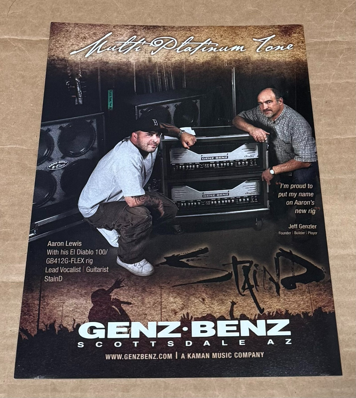 Aaron Lewis of Staind - Genz-Benz Amps - 2007 Print Advertisement