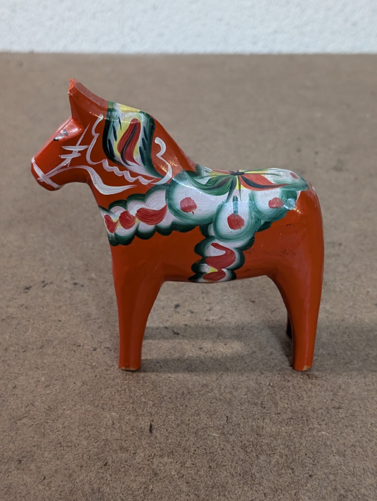 Vintage Nils Olsson Red Dala Wood Swedish Horse 5" Inch Carved Hand Painted READ