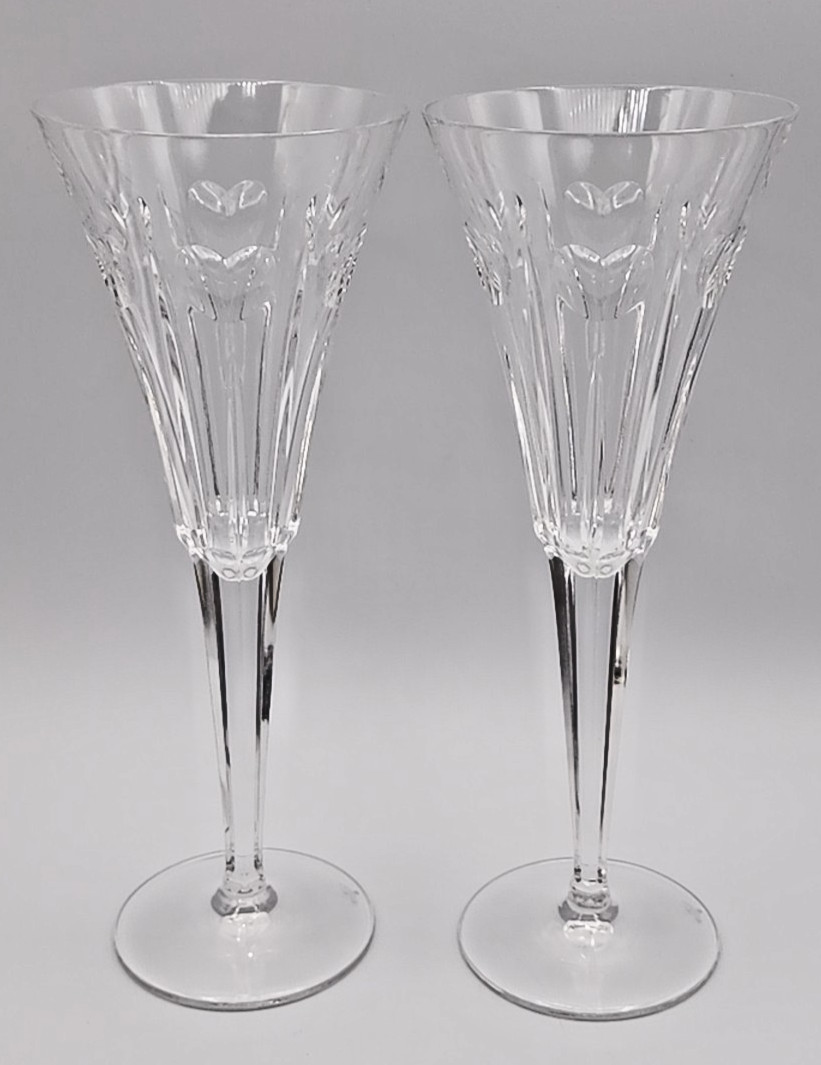 Waterford Millennium Continental Fluted Champagne Heart Love Pattern 9 1/4" Tall Waterford Millennium Continental Fluted Champagne Heart Love Pattern 9 1/4" Tall