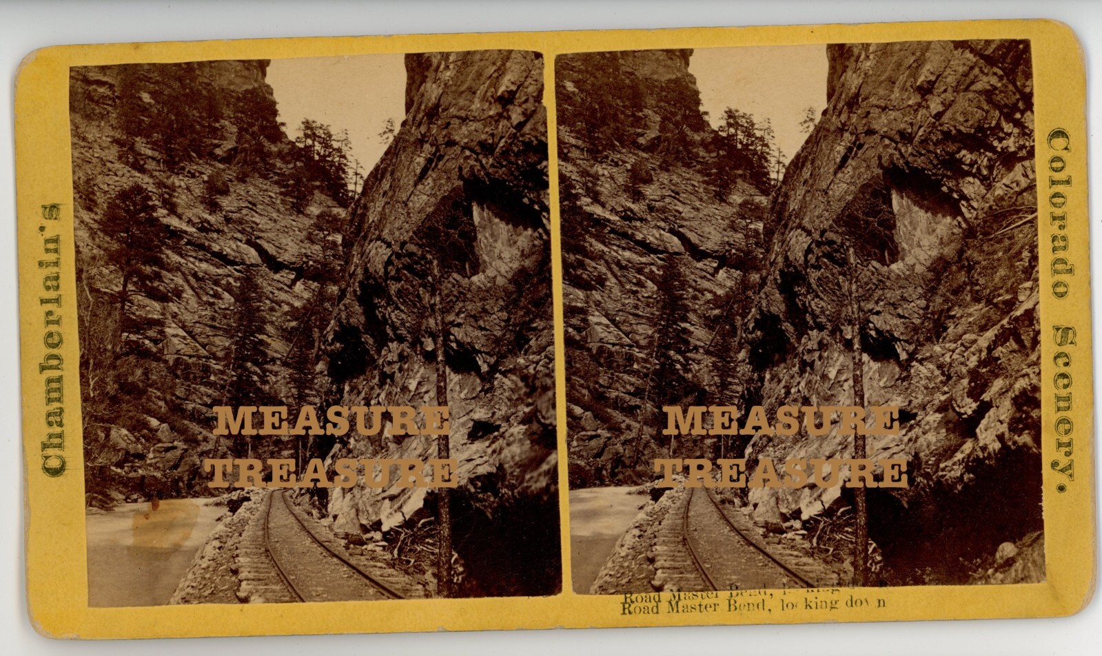 C.1870 COLORADO CENTRAL RAILROAD, CLEAR CREEK, ROAD MASTER BEND STEREOVIEW F30