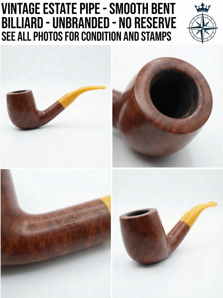 Vintage Estate Pipe Smooth Bent Briar With Damaged Stem - Restoration Project Vintage Estate Pipe Smooth Bent Briar With Damaged Stem - Restoration Project