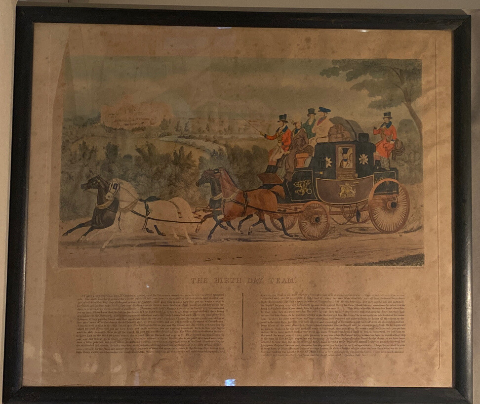 Antique Engraving, Charles Hunt, "The Birth Day Team", Hand Colored, (1800s) Antique Engraving, Charles Hunt, "The Birth Day Team", Hand Colored, (1800s)