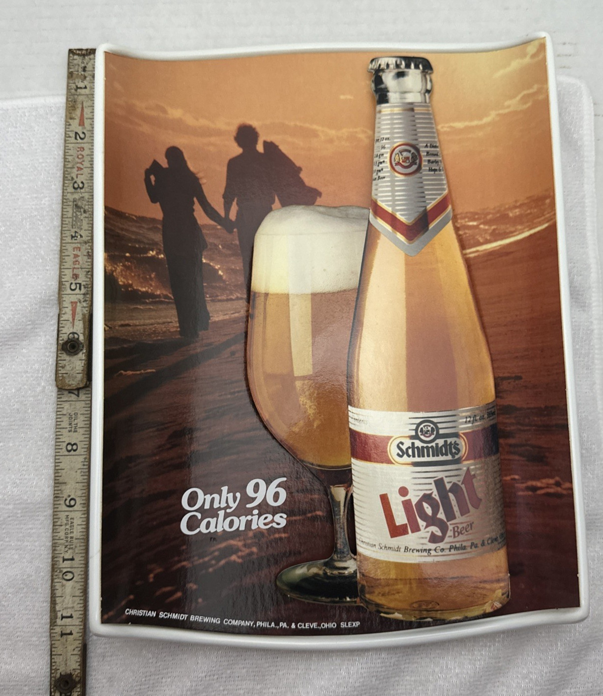 Schmidt Light Beer Plastic Beach Sunset Ad Sign Rare Vintage 1970s 11 inches Schmidt Light Beer Plastic Beach Sunset Ad Sign Rare Vintage 1970s 11 inches