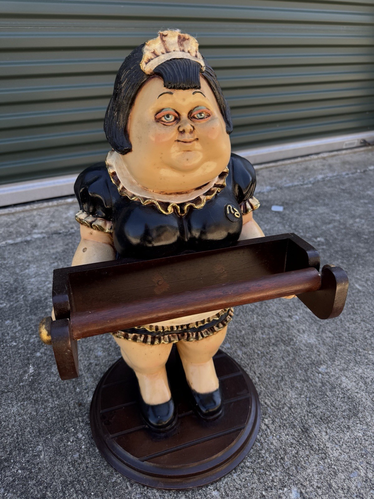 Vintage Wooden Lady Towel Rack Holder Figurine Black Dress 21” Tall Unique Decor Vintage Wooden Lady Towel Rack Holder Figurine Black Dress 21” Tall Unique Decor