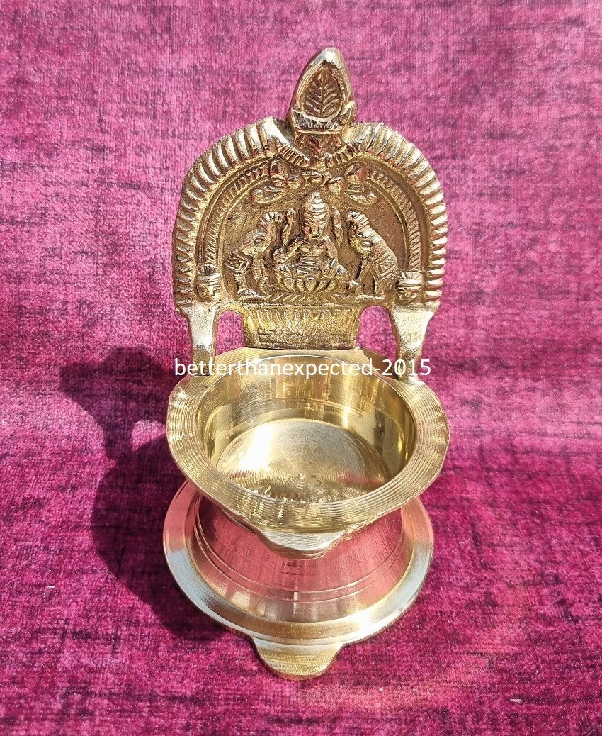 Brass Kamakshi Diya Goddess Laxmi Oil Lamp Auspicious Hindu Navratri Diwali Puja