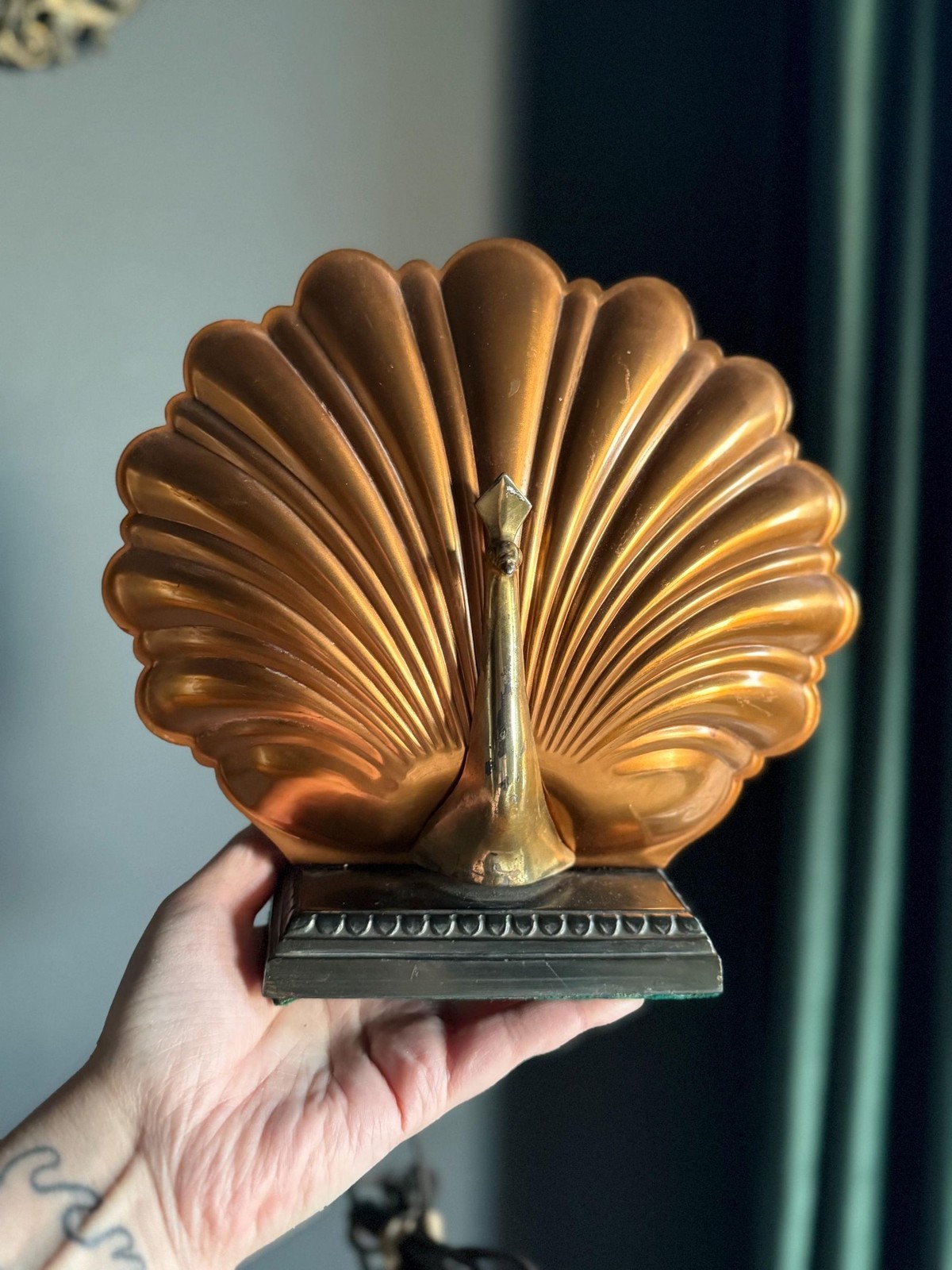 Vintage 1930s Art Deco Peacock TV Lamp Copper Chrome Vintage Radio Mood Light Vintage 1930s Art Deco Peacock TV Lamp Copper Chrome Vintage Radio Mood Light