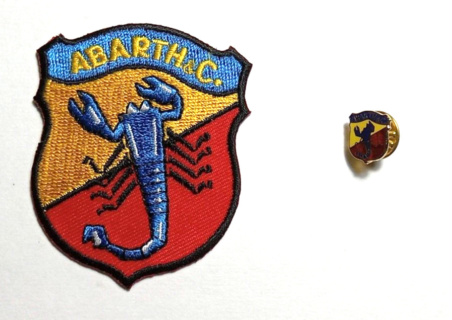 Abarth & C Scorpion Shield Logo Embroidered Patch and Pin Automotive 