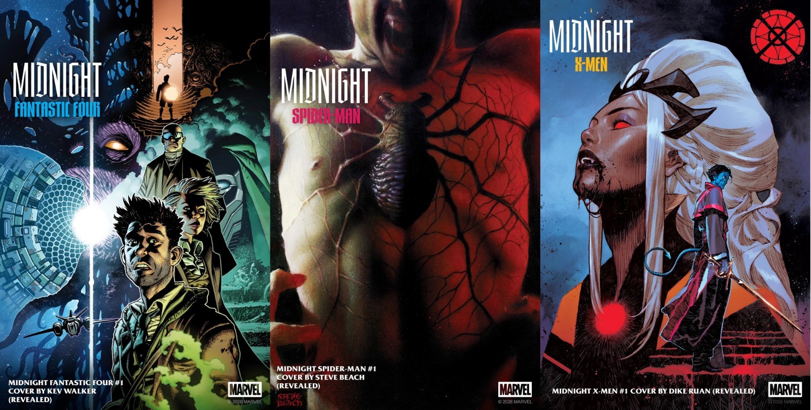 Midnight Fantastic Four #1 Spider-Man #1 X-Men #1 Cover A Set PRESALE 10/7/26 Midnight Fantastic Four #1 Spider-Man #1 X-Men #1 Cover A Set PRESALE 10/7/26