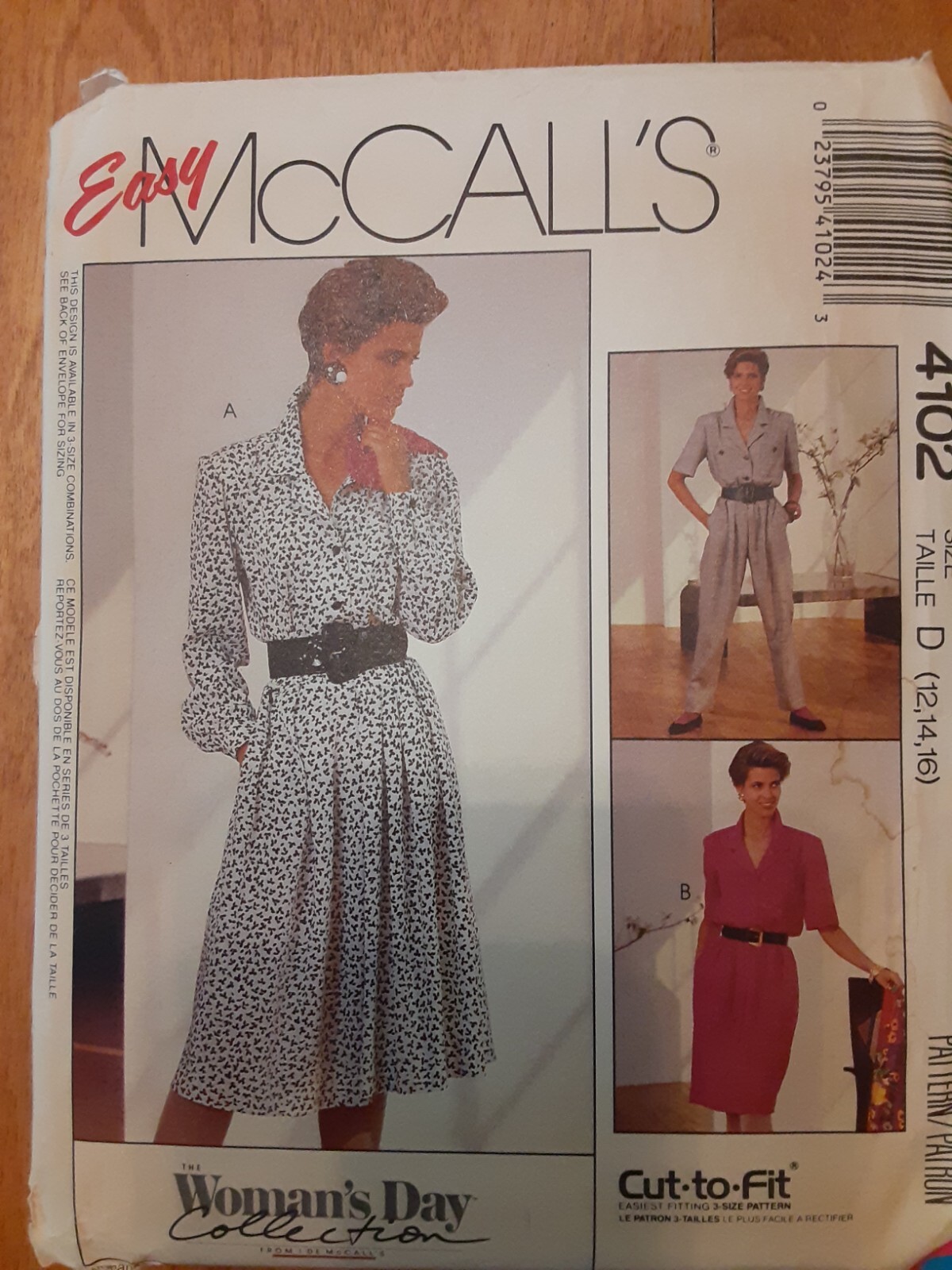 1989 McCall's Miss Sz12-14-16/34-36-38B Dress & Jumpsuit Back Yoke, Notch Collar 1989 McCall's Miss Sz12-14-16/34-36-38B Dress & Jumpsuit Back Yoke, Notch Collar
