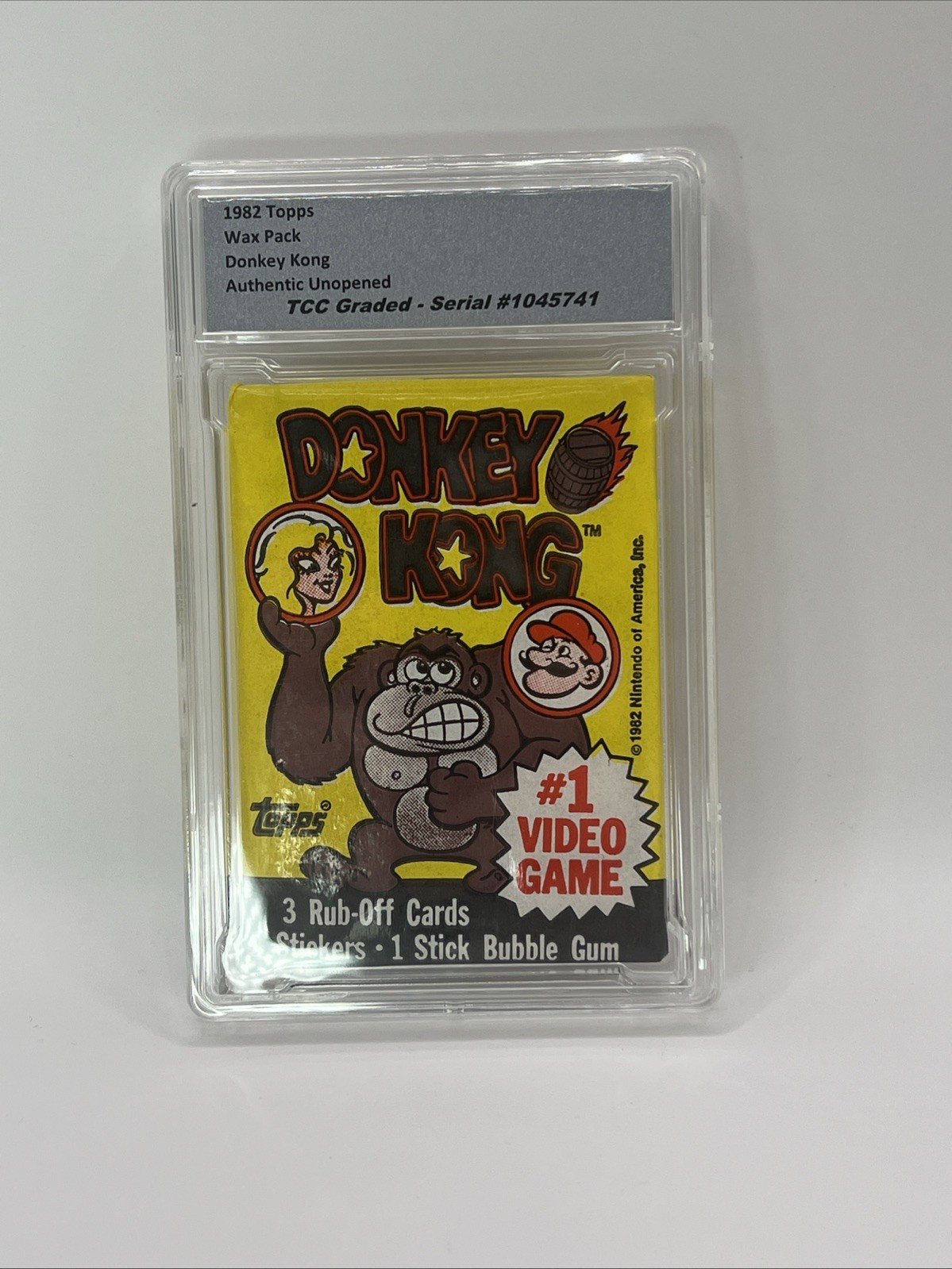 1982 Topps Donkey Kong Wax Pack Authentic Unopened Encapsulated 1982 Topps Donkey Kong Wax Pack Authentic Unopened Encapsulated