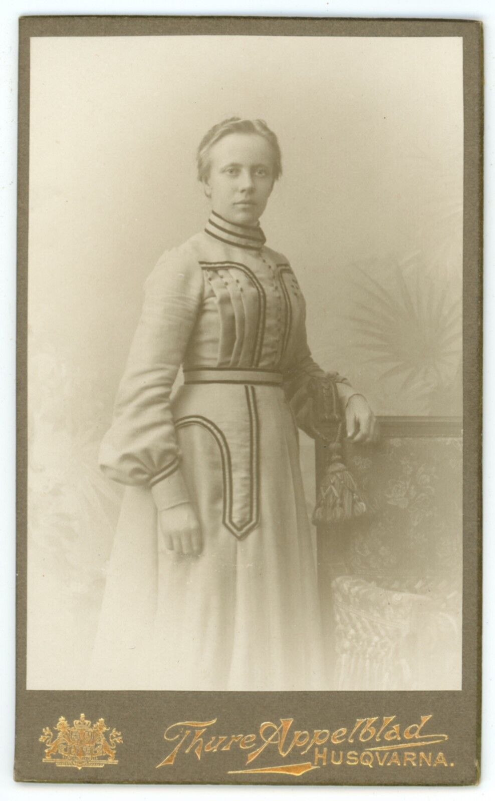CIRCA 1904 CDV Swedish Woman Beautiful Dress Thure Appelblad Husqvarna Sweden