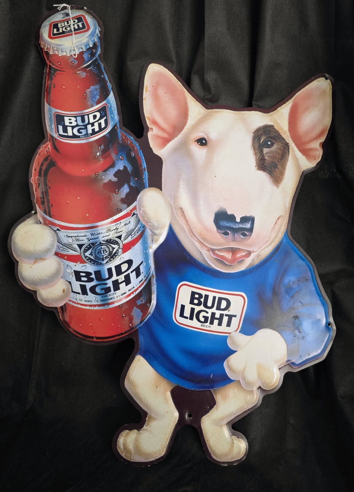 1989 Bud Light Spuds MacKenzie Embossed Metal Beer Sign 25" MCA Anheuser Busch 1989 Bud Light Spuds MacKenzie Embossed Metal Beer Sign 25" MCA Anheuser Busch