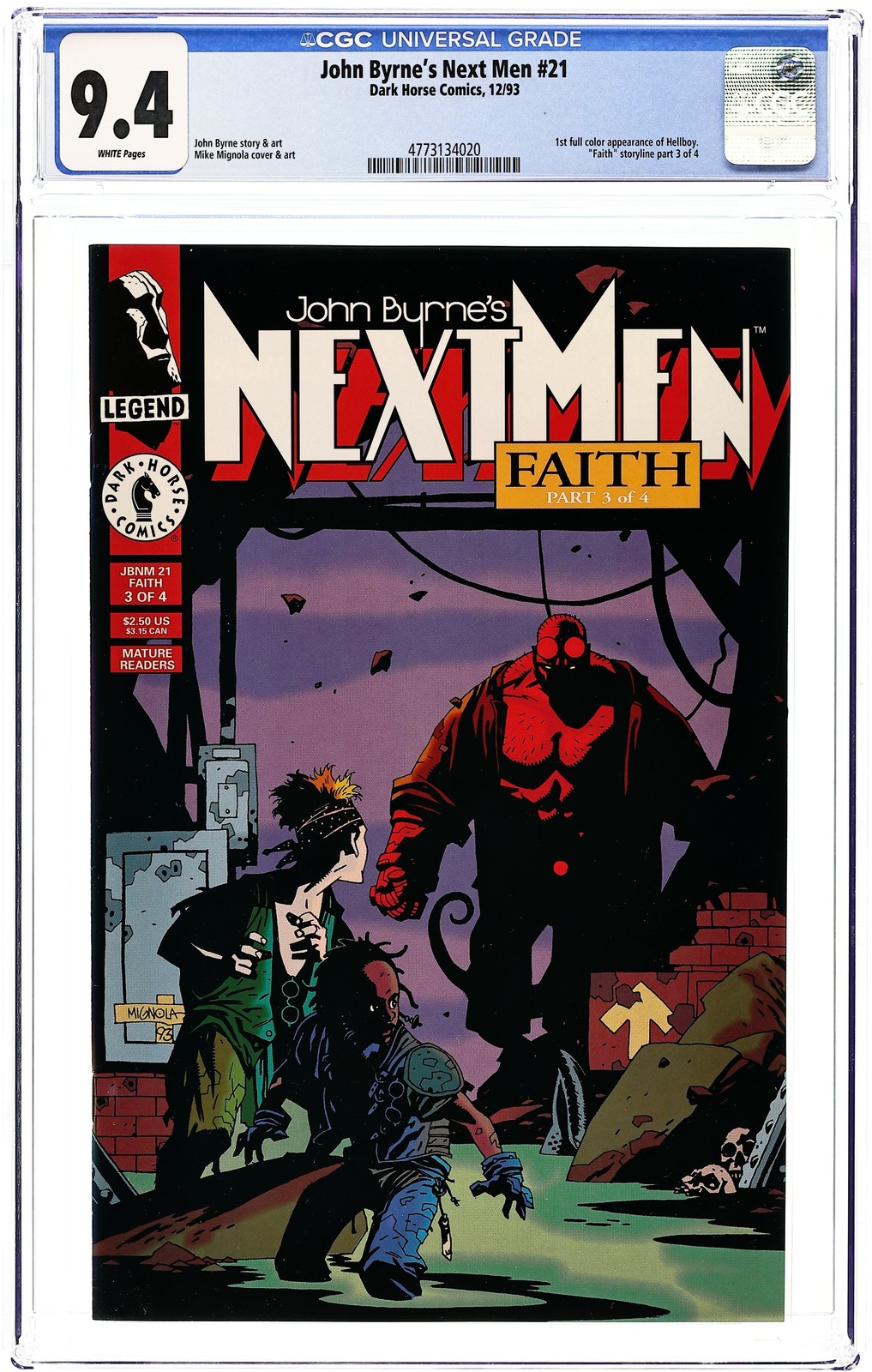 Next Men John Byrne's #21 CGC 9.4 1993 4773134020 1st full comic book Hellboy