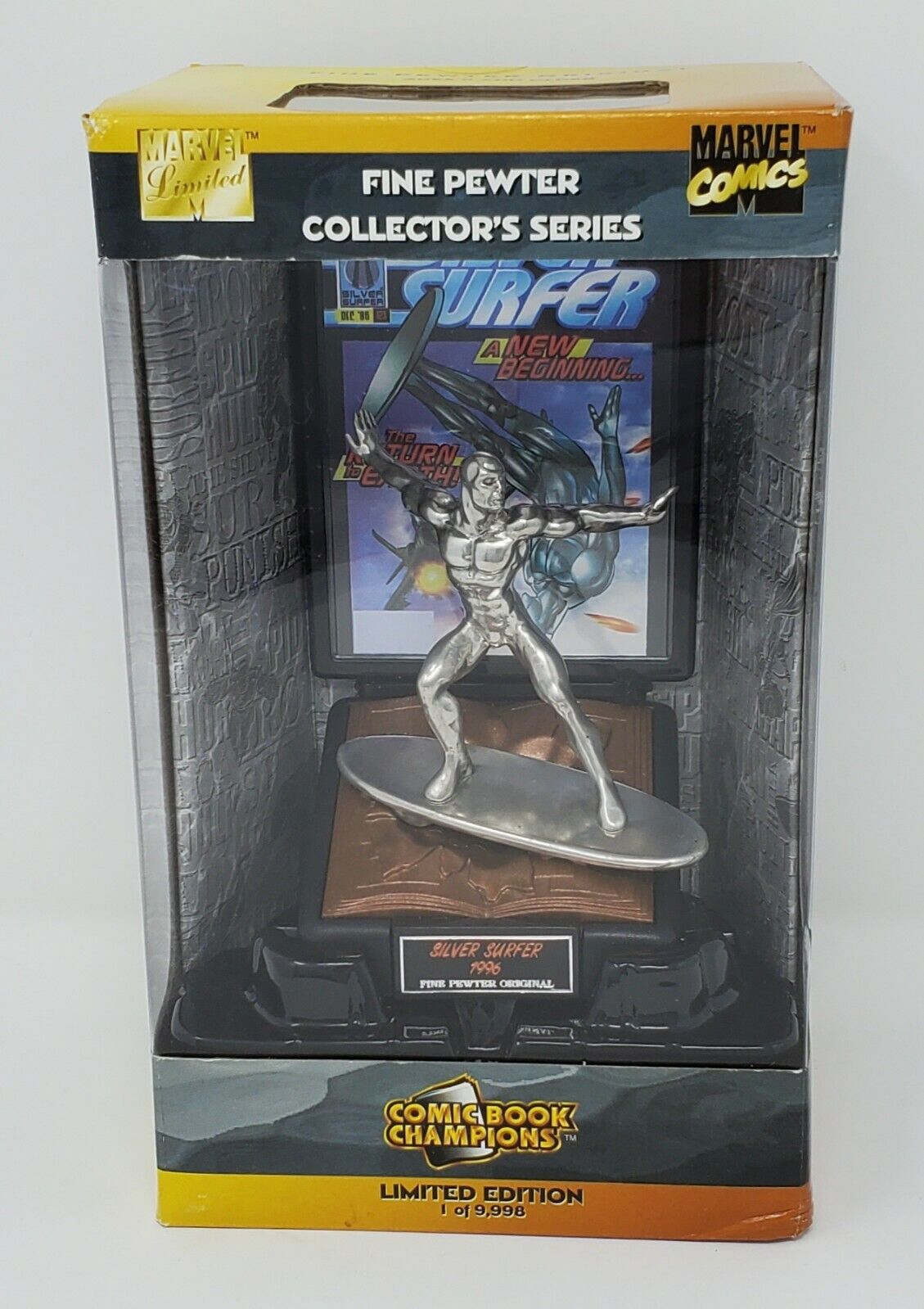Vintage 1998 SILVER SURFER Marvel Comic Books Limited Pewter Statue Figure NEW