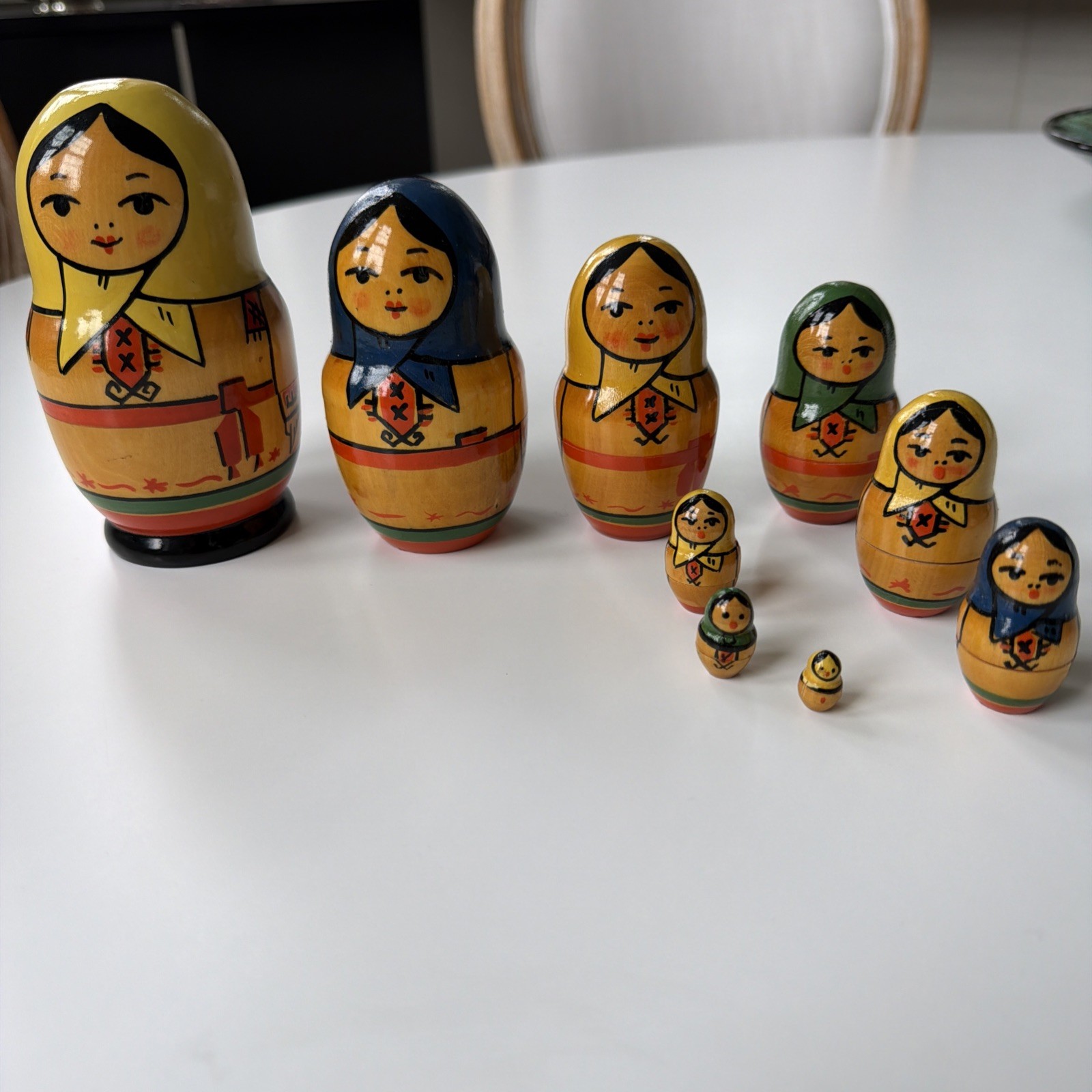 Vintage Soviet Matryoshka Nesting Dolls 9pc Yoshkar-Ola Beryozka USSR 1970-80’s Vintage Soviet Matryoshka Nesting Dolls 9pc Yoshkar-Ola Beryozka USSR 1970-80’s