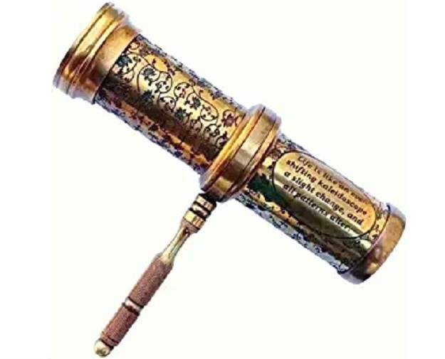 Antique Hand Carved Brass Kaleidoscope W/ Handle Vintage Look Twist Kaleidoscope Antique Hand Carved Brass Kaleidoscope W/ Handle Vintage Look Twist Kaleidoscope