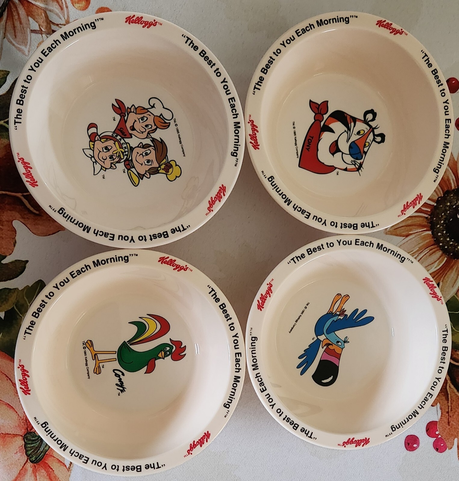 Vintage 1995 Kelloggs Cereal Bowls Set Of 4 Vintage 1995 Kelloggs Cereal Bowls Set Of 4