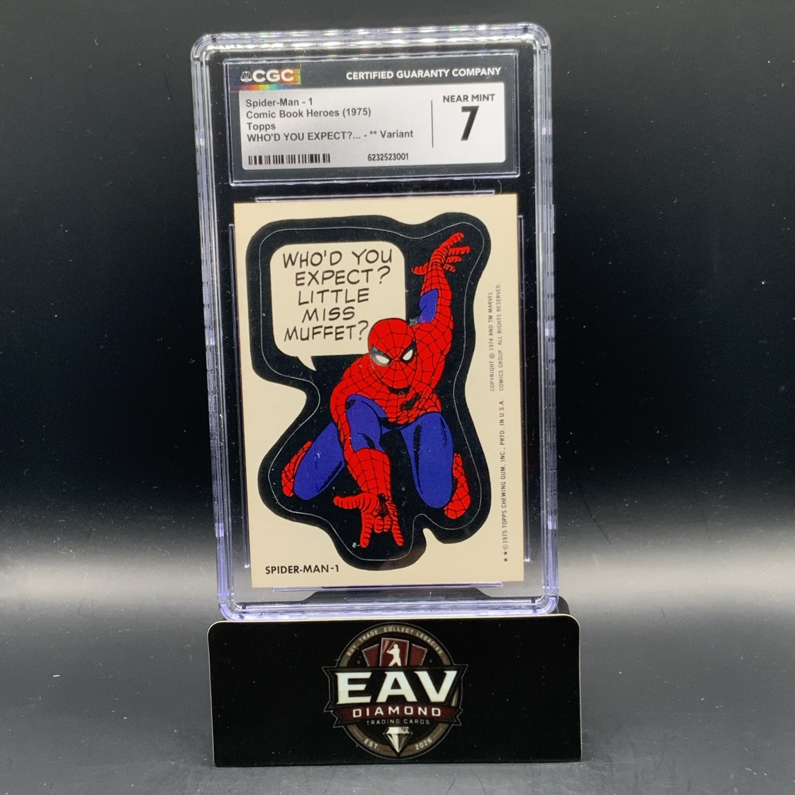 SPIDER-MAN 1975 TOPPS MARVEL - 1 Comic Heroes CGC 7 Near Mint (2 Star Variant) SPIDER-MAN 1975 TOPPS MARVEL - 1 Comic Heroes CGC 7 Near Mint (2 Star Variant)