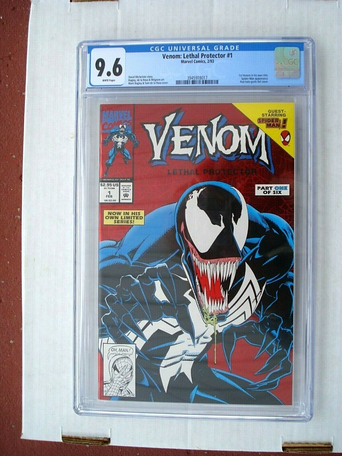 Venom: Lethal Protector # 1 CGC 9.6 NM+ Red holo-grafx foil cover 