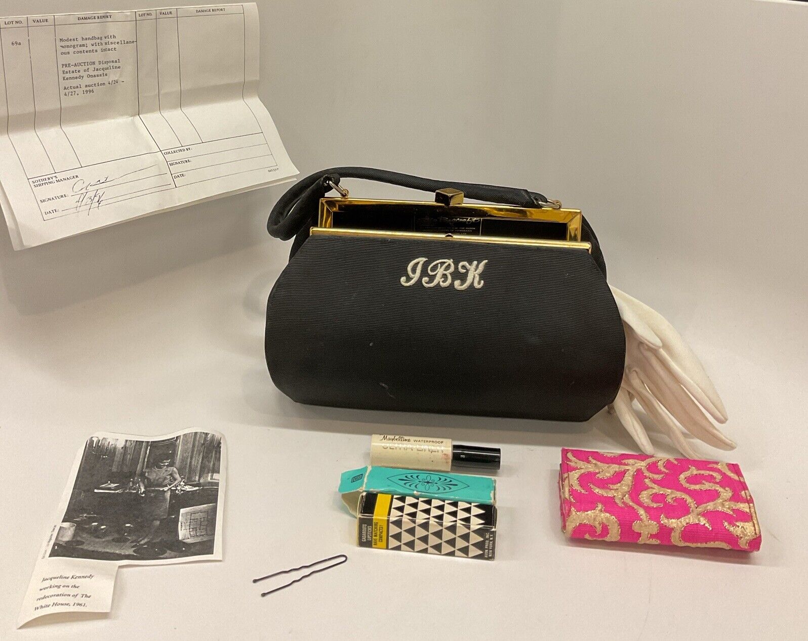 REAL AND RAREST Jackie Kennedy ESTATE Personal JBK MONO Handbag White House KEY