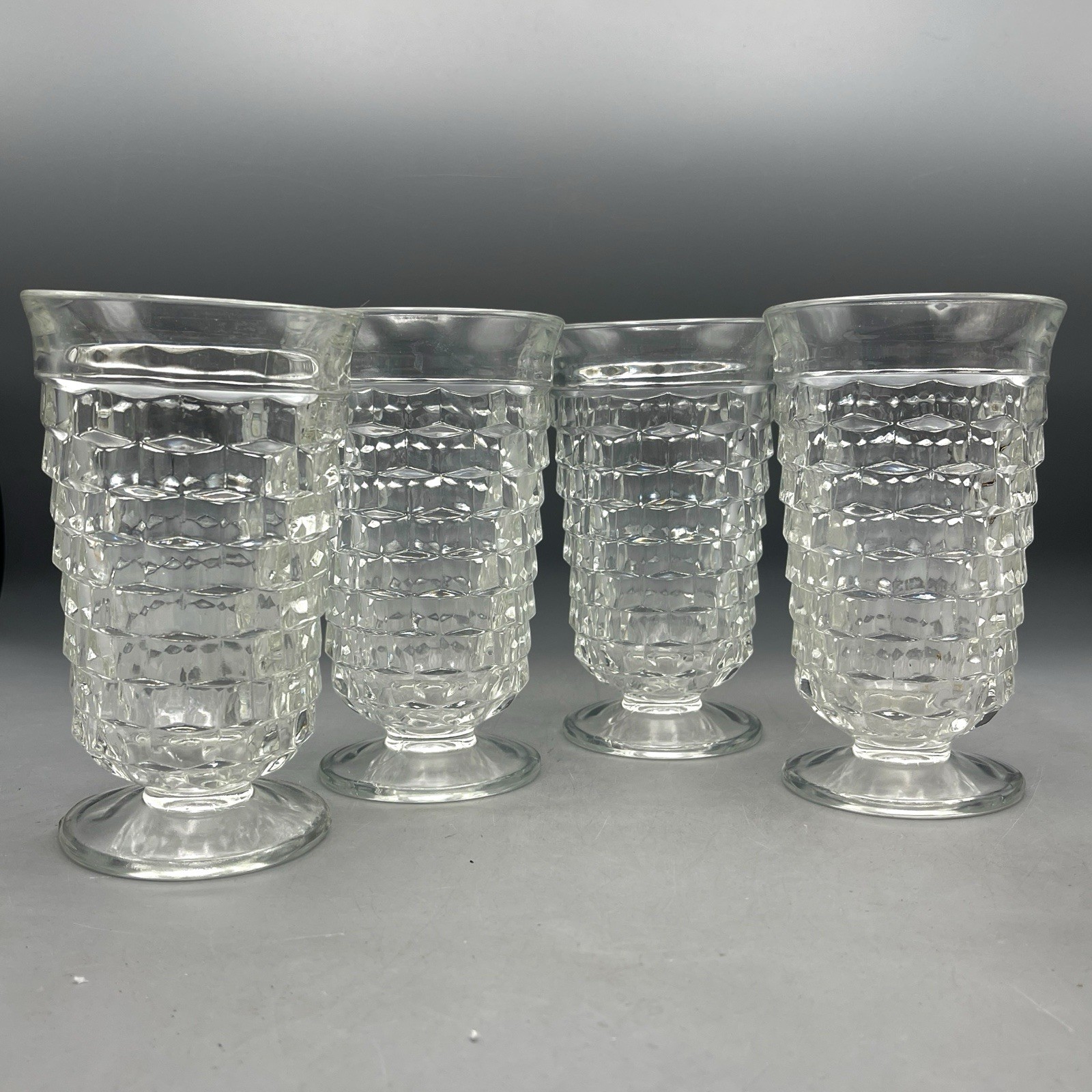 Vintage Indiana Glass Colony Whitehall 12oz Clear Iced Tea Glasses 6” Set Of 4 Vintage Indiana Glass Colony Whitehall 12oz Clear Iced Tea Glasses 6” Set Of 4