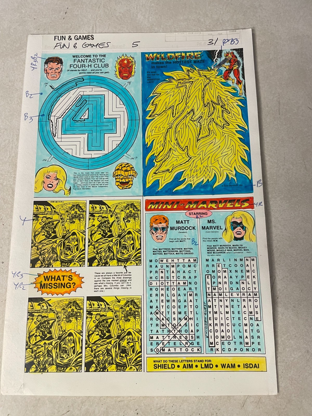 FANTASTIC FOUR DR DOOM MS MARVEL WILDFIRE art original comic color guide 1980