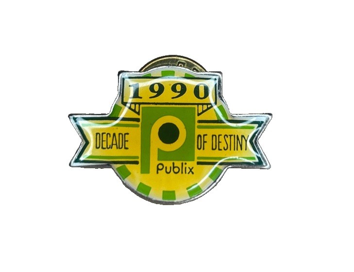 Vintage Publix Super Market Decade Of Destiny 1990 Lapel Pin Vintage Publix Super Market Decade Of Destiny 1990 Lapel Pin