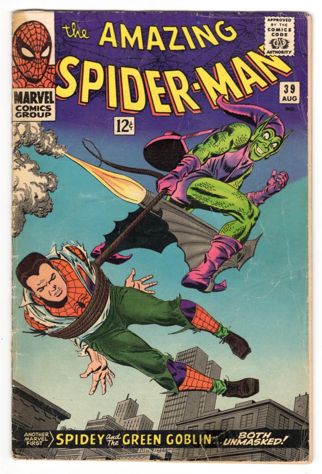 Amazing Spider-Man 39 1966 VG 4.0 Green Goblin 1st John Romita Art In Title Amazing Spider-Man 39 1966 VG 4.0 Green Goblin 1st John Romita Art In Title