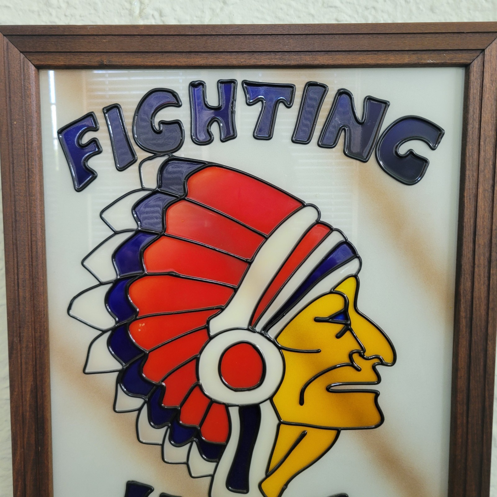 Vtg Painted on Plexiglas Chief Illiniwek Fighting Illini University of ILL 22x18 Vtg Painted on Plexiglas Chief Illiniwek Fighting Illini University of ILL 22x18