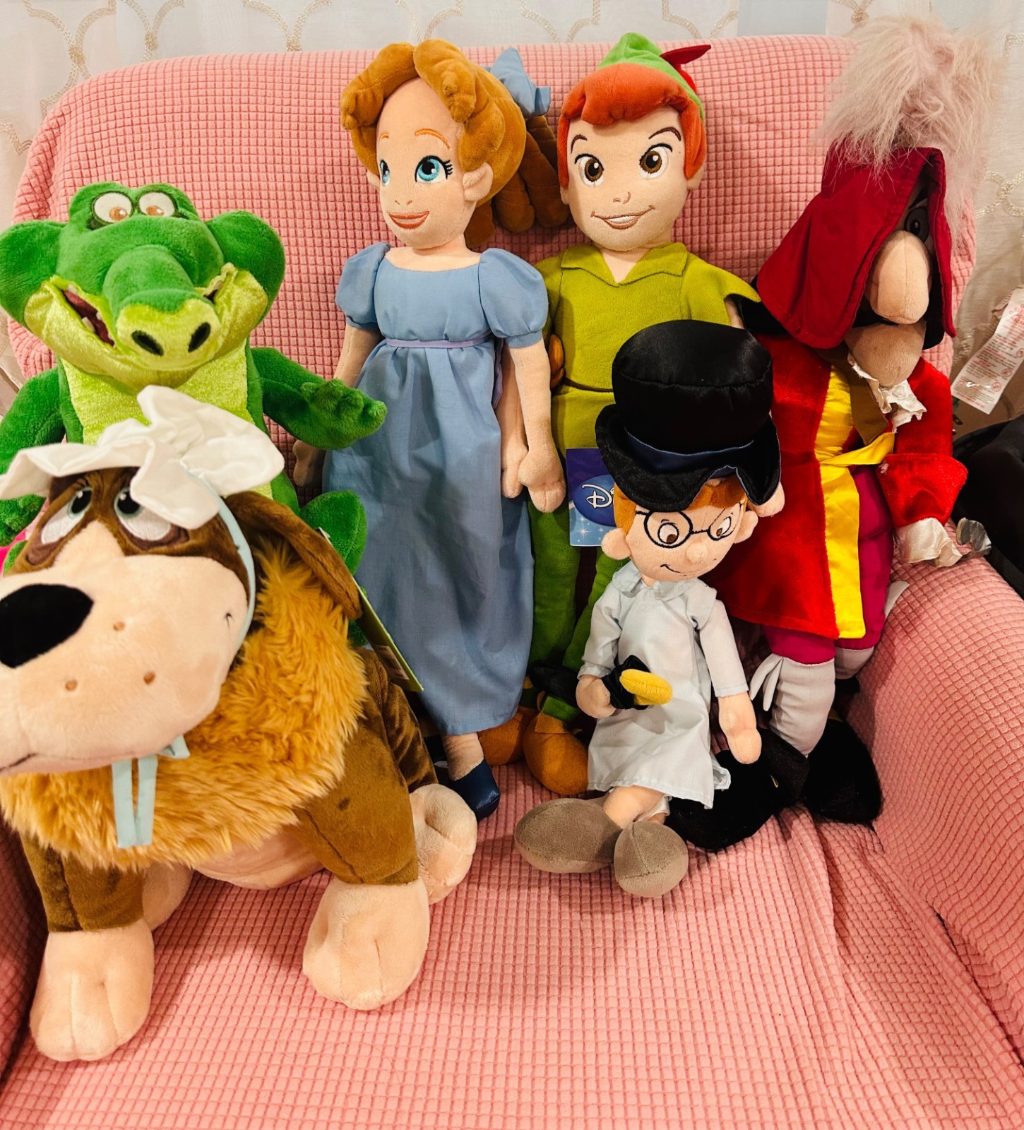 HTF LOT 6 PETER PAN DISNEY PLUSH. WENDY, JOHN, NANA NWT, HOOK, TICK TOCK...READ