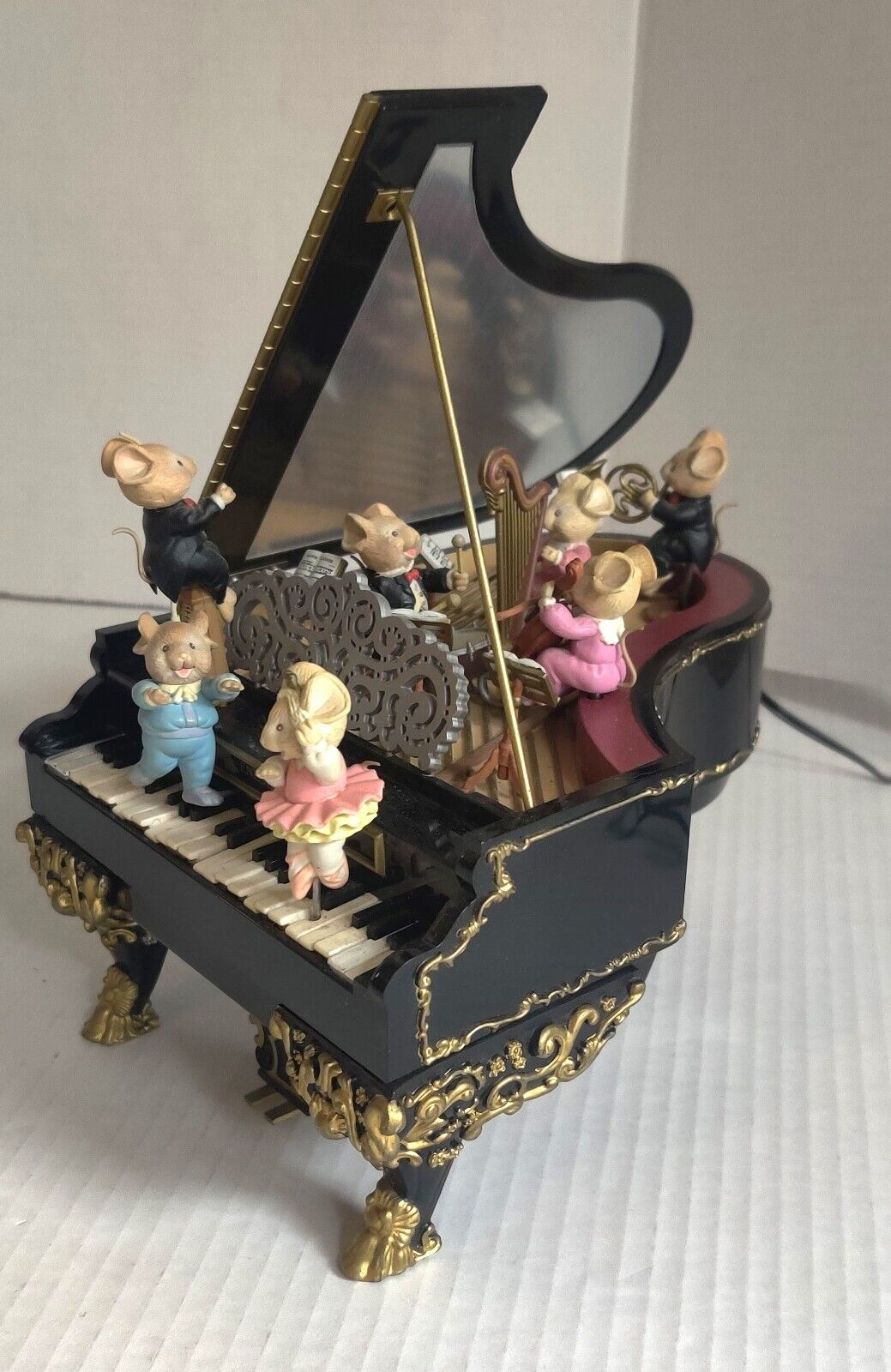 Vintage Enesco Grand Piano Animated Musical Moving Mice Orchesta Song Polonaise