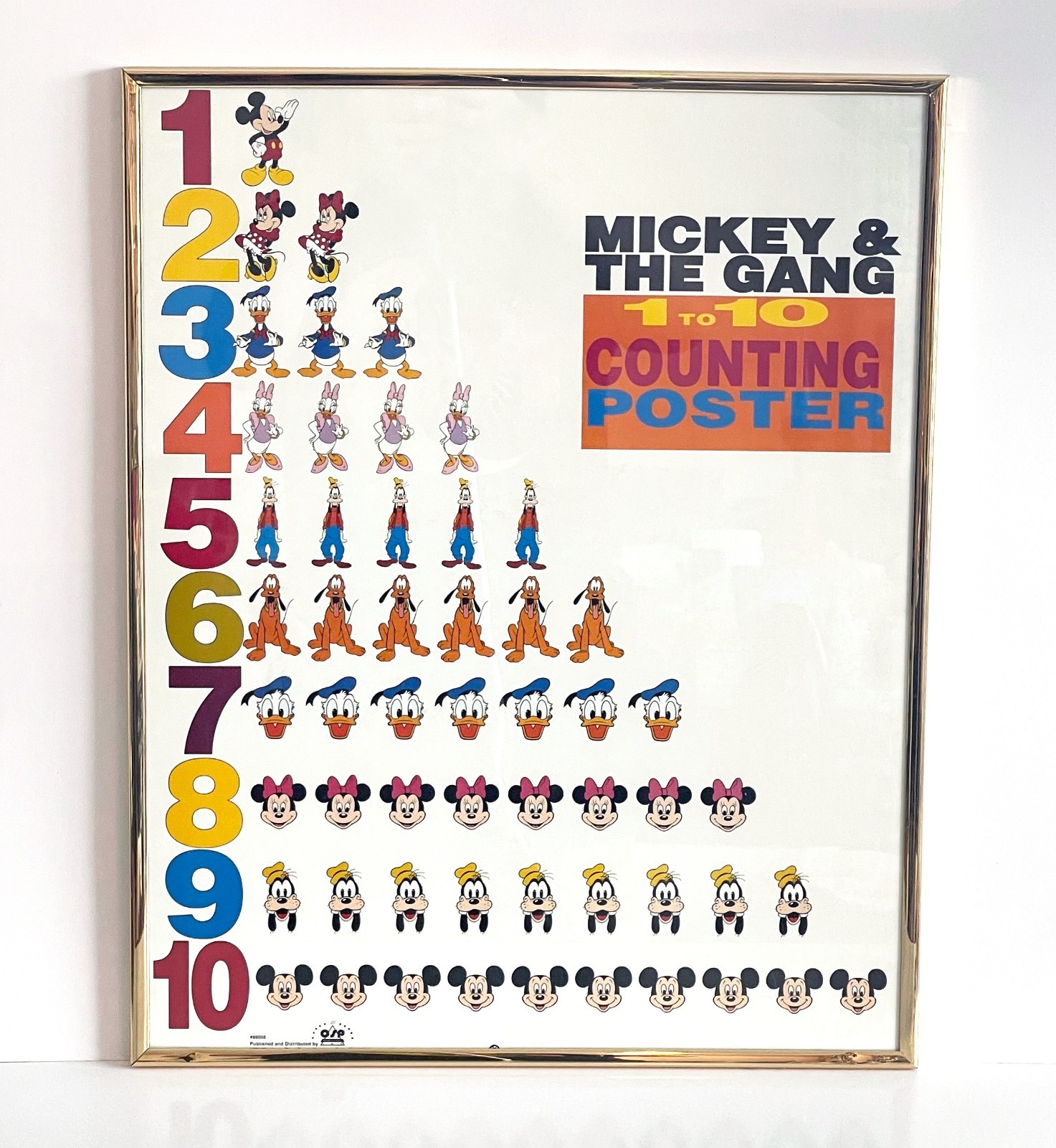 Vintage Disney Mickey & The Gang 1 To 10 Counting Poster Framed 16x20 OSP 88058