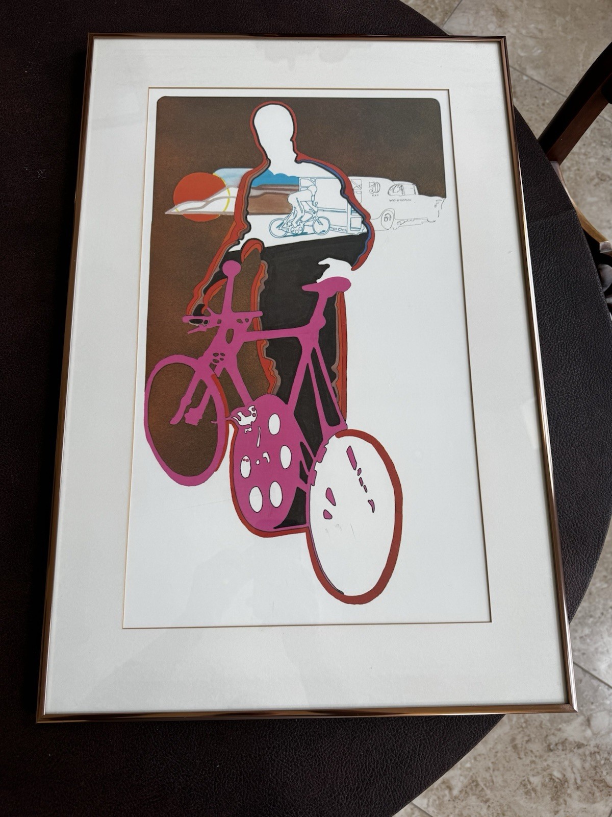 June 1980 Calendar Bicycle Tour Cycling Framed Vintage Print