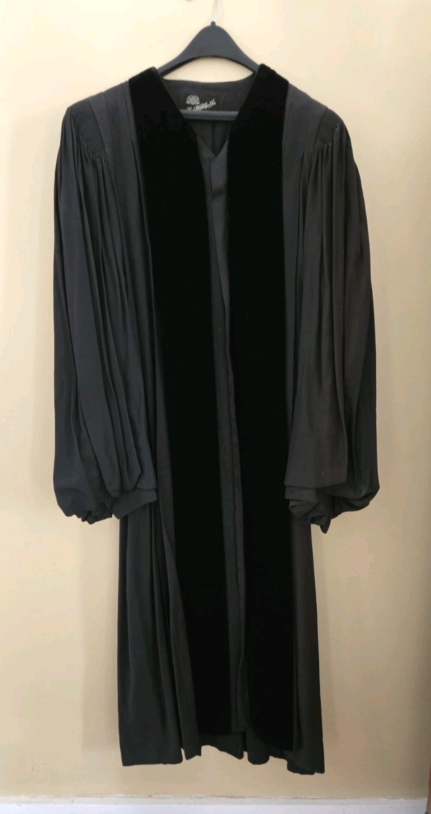 Vintage Hugh McPhillips & Son Custom Deluxe Doctoral Gown Robe Black Velvet 54" Vintage Hugh McPhillips & Son Custom Deluxe Doctoral Gown Robe Black Velvet 54"