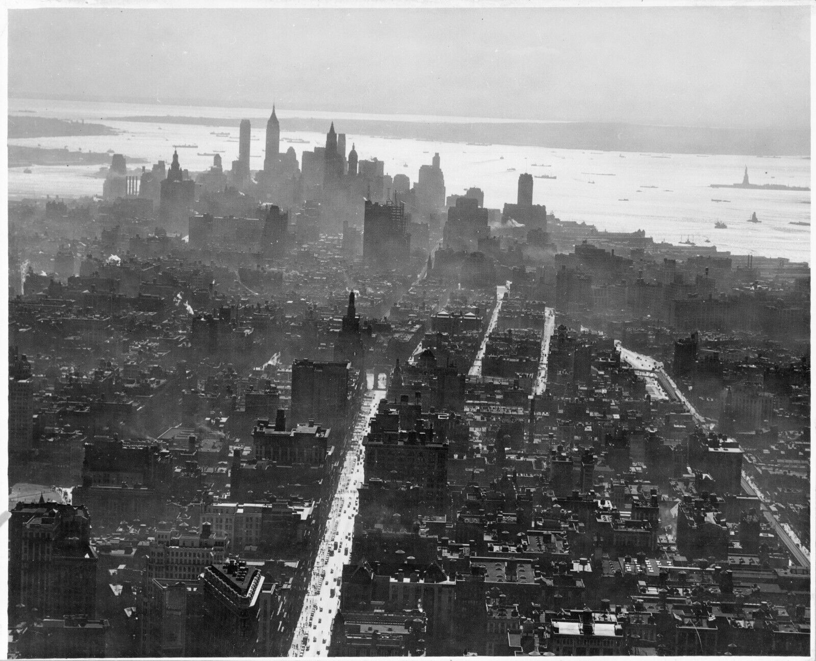 Old 8X10 Photo, 1930's NYC, Looking from Empire State Building, lower NY skyline