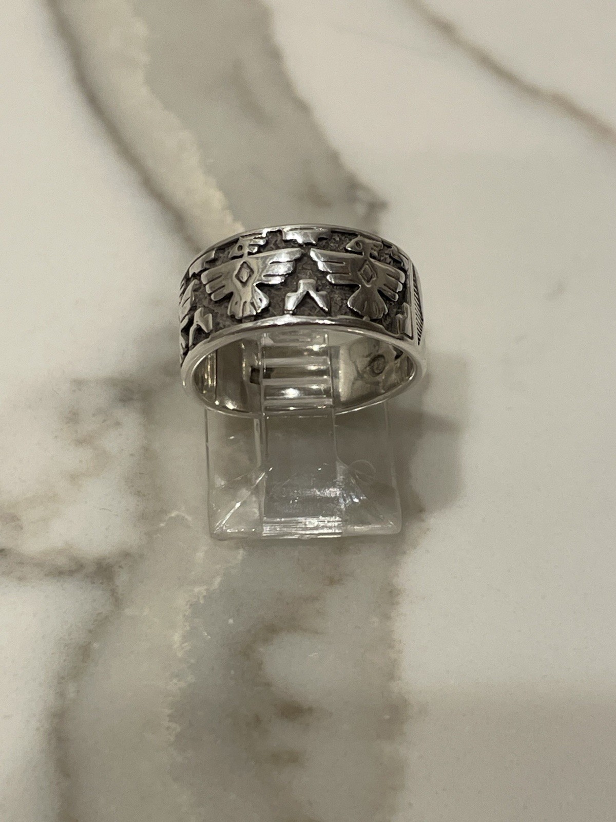 Vintage Navajo Style Eagle Sterling Silver Thunderbird Wide Band Ring Size 6.5 Vintage Navajo Style Eagle Sterling Silver Thunderbird Wide Band Ring Size 6.5