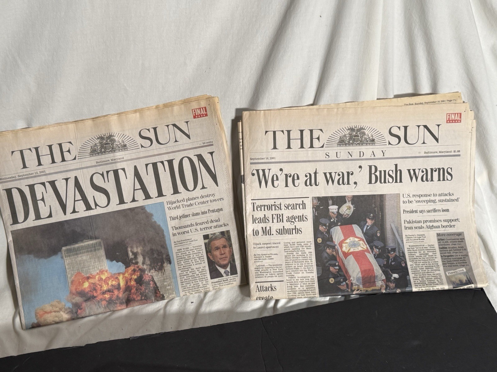 The Baltimore Sun Newspaper 9-12-2001 The Baltimore Sun Newspaper 9-12-2001