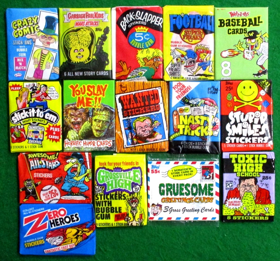 VINTAGE WAX PACKS LOT 15 DIFFERENT-BACK SLAPPER-GPK MARS ATTACKS-SUPER FREAKS++ VINTAGE WAX PACKS LOT 15 DIFFERENT-BACK SLAPPER-GPK MARS ATTACKS-SUPER FREAKS++