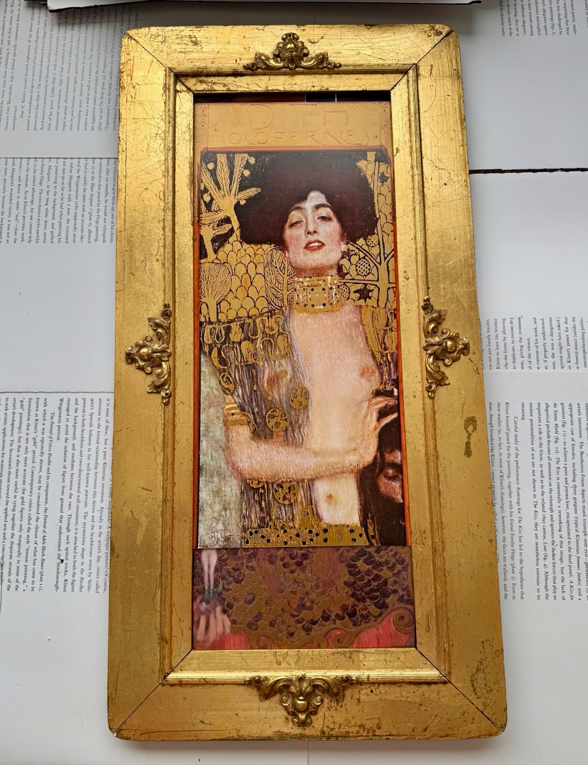 Antique ART NOUVEAU Gold Gilt Wood Picture Frame 22” w/ Print Circa 1910 Antique ART NOUVEAU Gold Gilt Wood Picture Frame 22” w/ Print Circa 1910