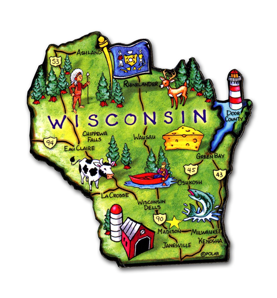 Wisconsin Artwood State Magnet Souvenir by Classic Magnets Wisconsin Artwood State Magnet Souvenir by Classic Magnets