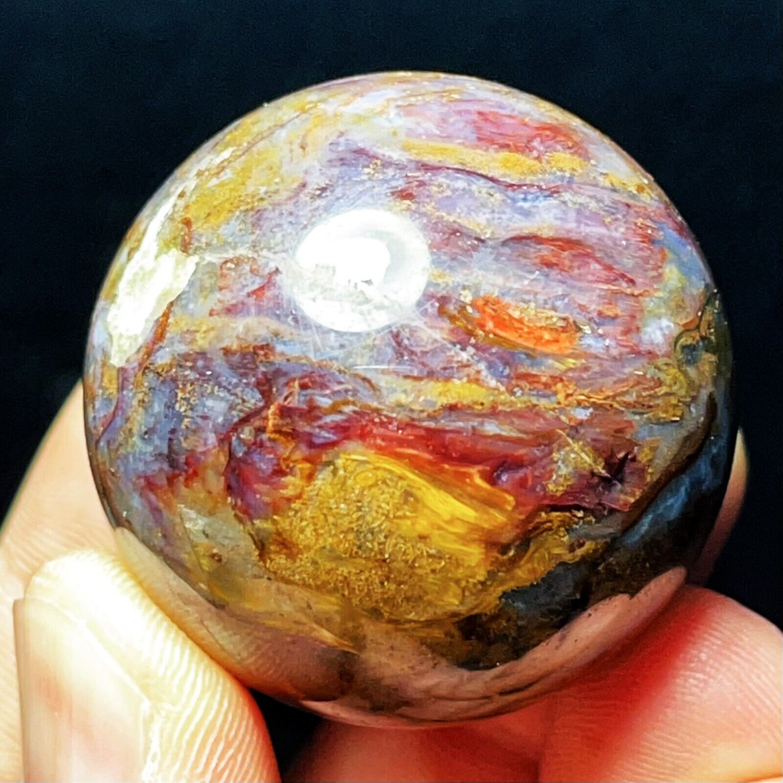 RARE 74G Natural Namibia Pietersite Gemstone Sphere Ball Healing   L964