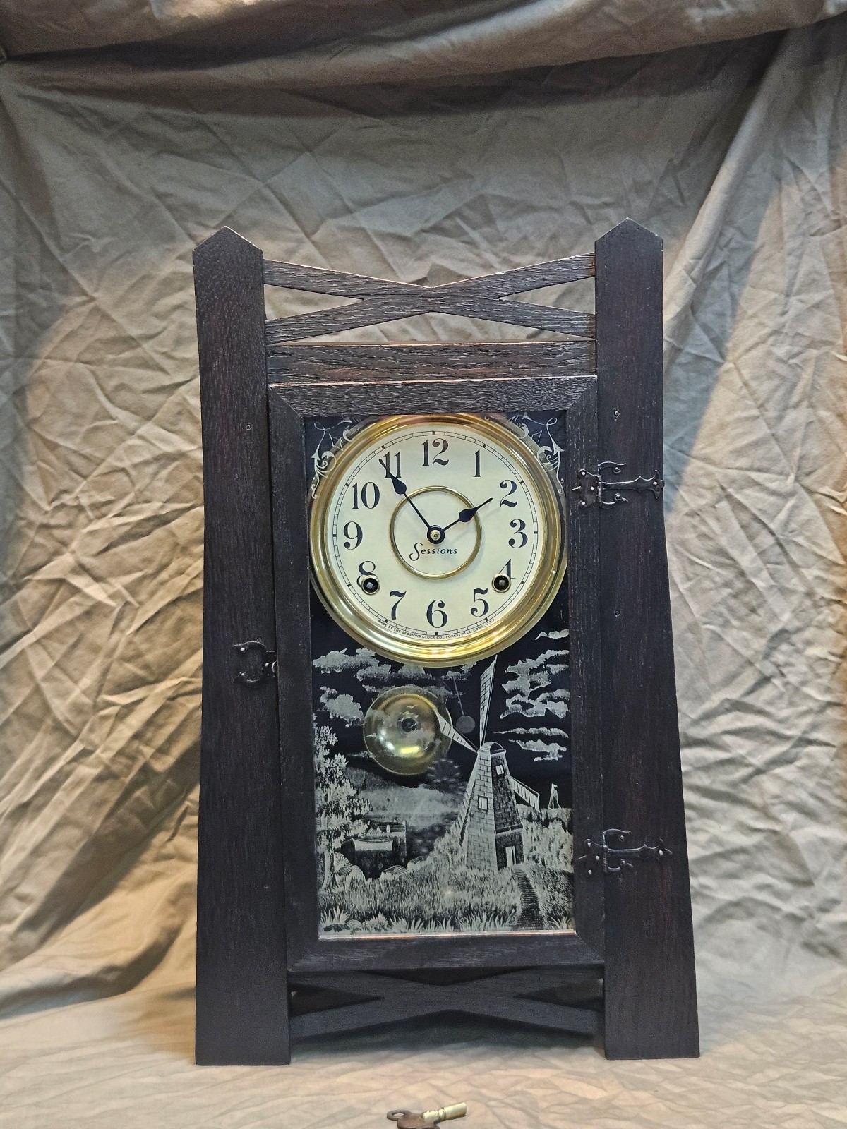 Restored Antique Sessions Mission Mantle Clock circa 1908 Original Movement Restored Antique Sessions Mission Mantle Clock circa 1908 Original Movement