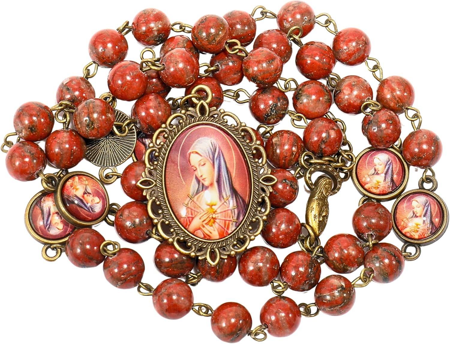Our Lady of Sorrows Stone Beads Rosary Solid Beaded Chaplet