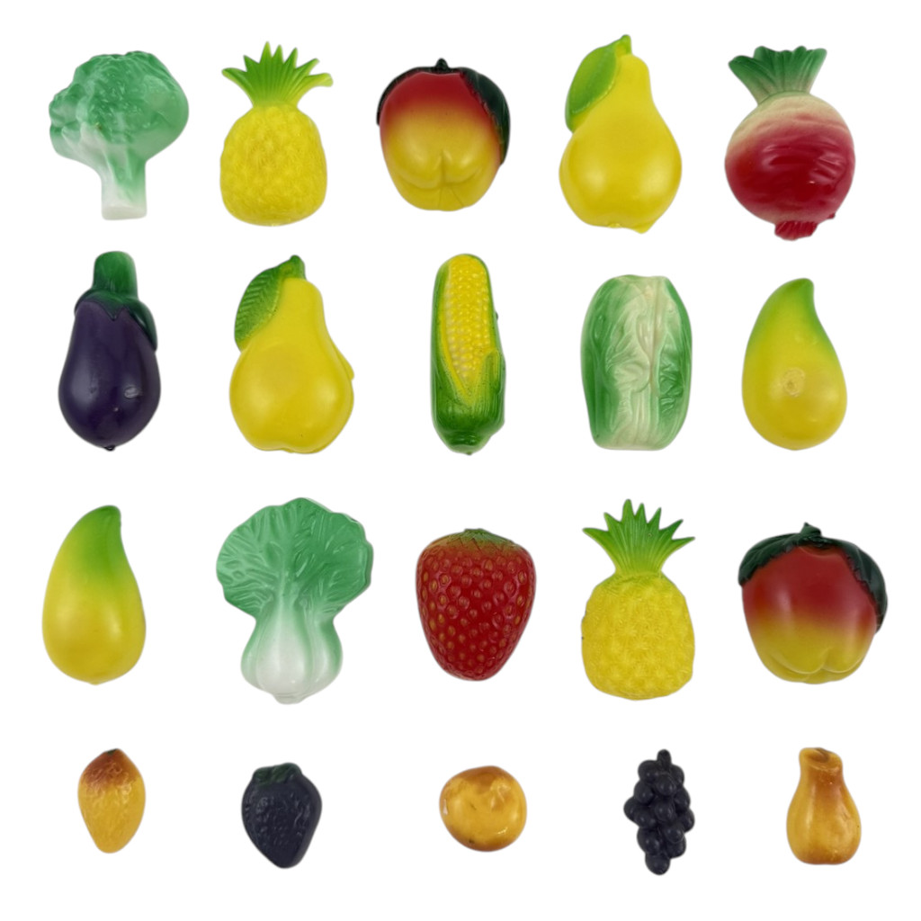 20 pcs 1970s Vintage Fruits & Vegetables Refrigerator Magnets Magnetic Memo Set