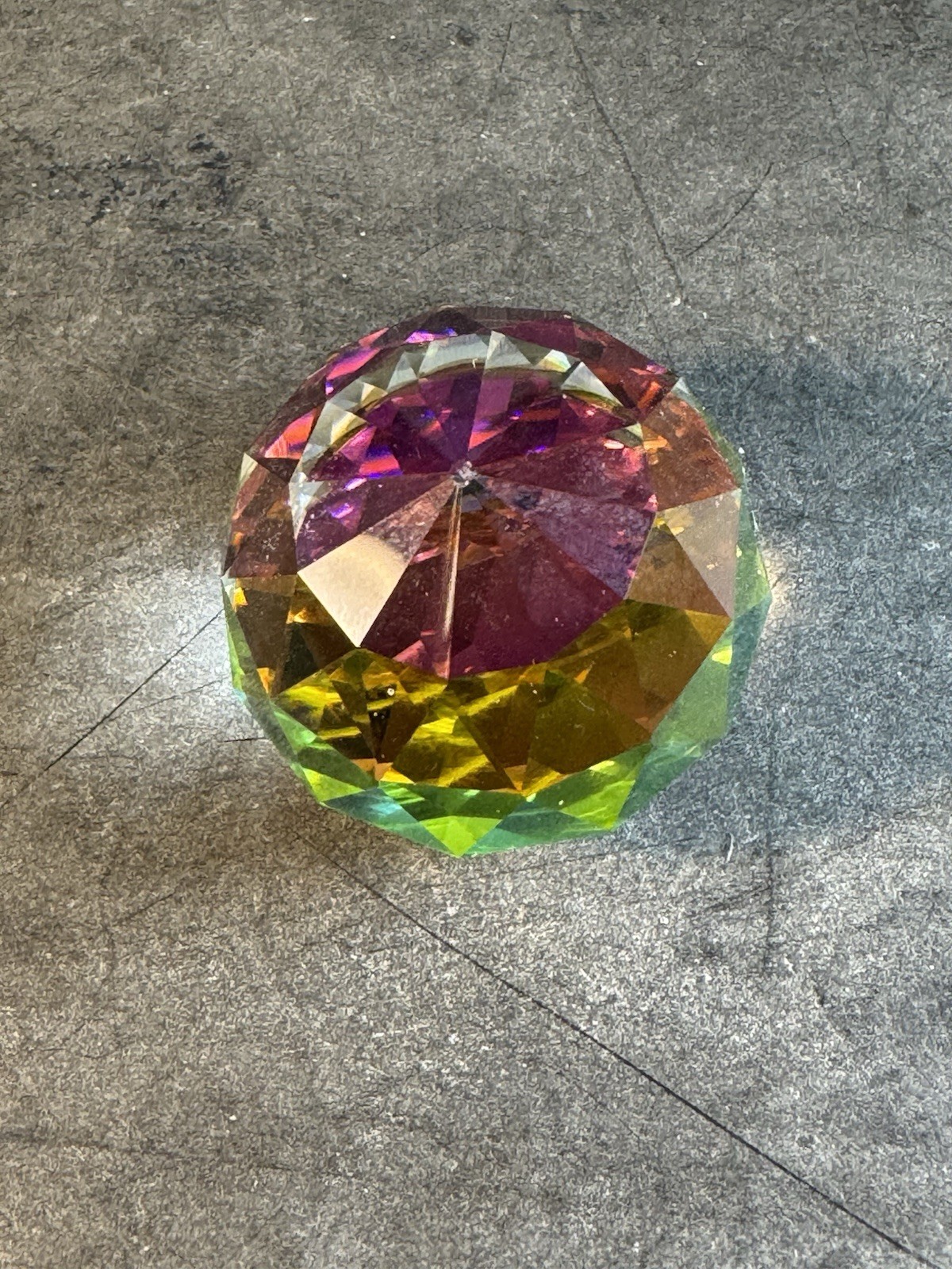 VTG 70s 80s Swarovski Vitrail Medium Crystal Round Paperweight 40mm Iridescent VTG 70s 80s Swarovski Vitrail Medium Crystal Round Paperweight 40mm Iridescent