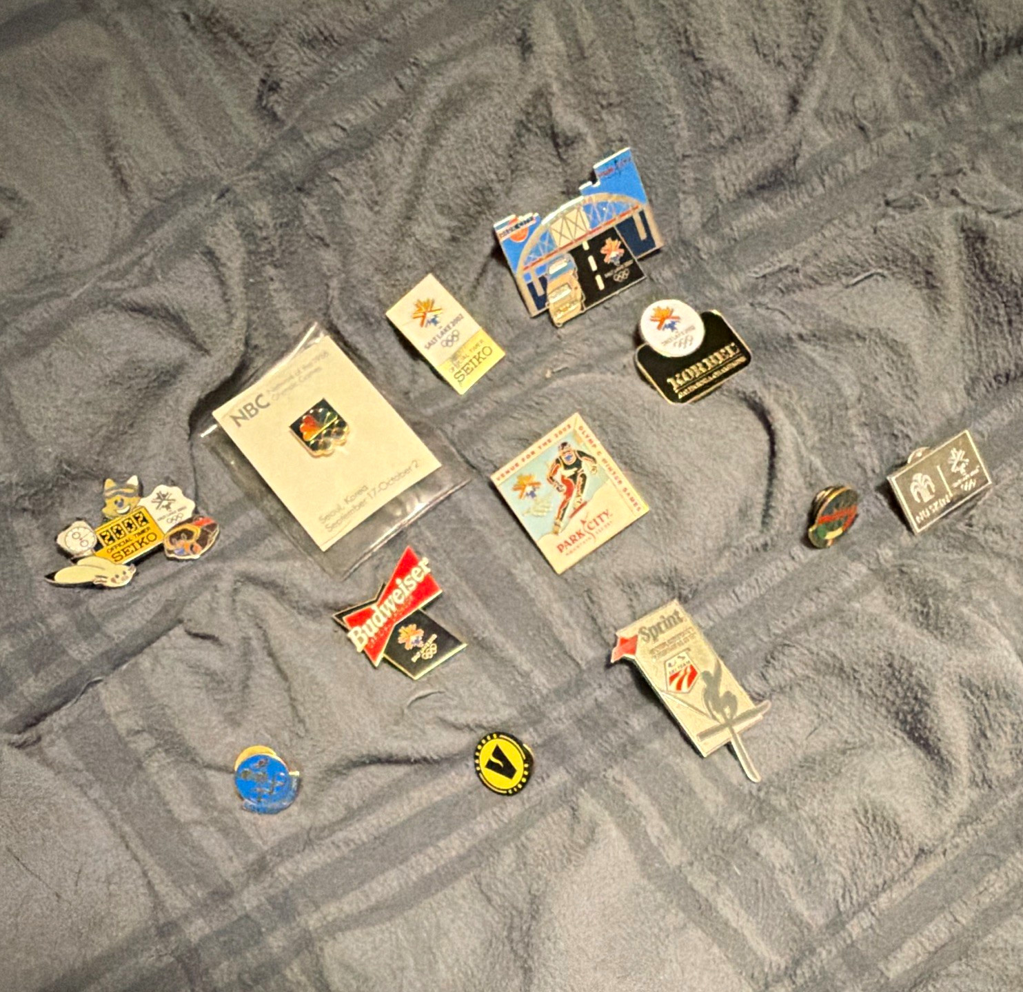 Olympics Pinback Lot (12) Salt Lake 2002 Seiko Budweiser Korbel + NBC 1988 Seoul