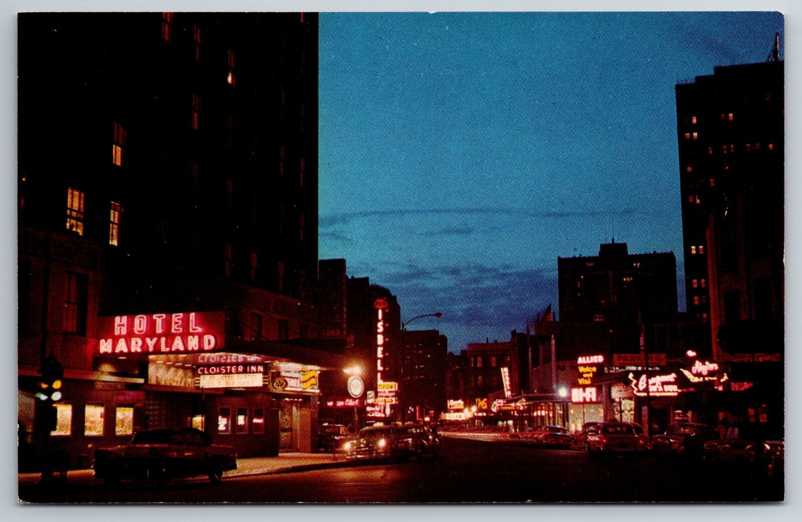 Vintage Postcard IL Chicago Rush Street Night Hotel Maryland Cloister Inn -2041 Vintage Postcard IL Chicago Rush Street Night Hotel Maryland Cloister Inn -2041