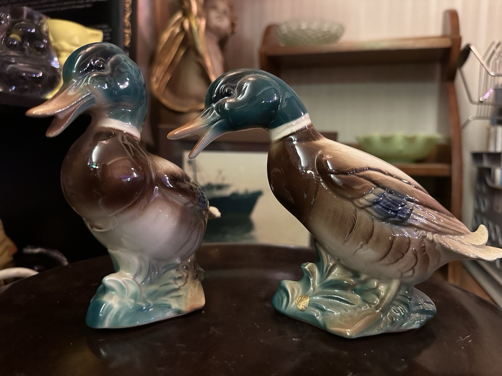 NICE Vintage Set 2 Royal Copley Ceramic Ducks Mallards 1950’s Green Brown NICE Vintage Set 2 Royal Copley Ceramic Ducks Mallards 1950’s Green Brown