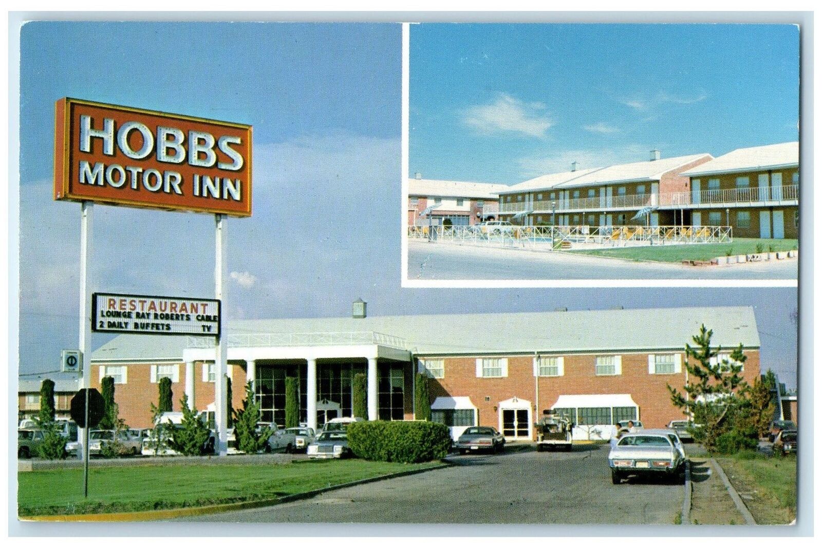 c1960 Hobbs Motor Inn Restaurant Exterior Roadside Hobbs New Mexico NM  Postcard